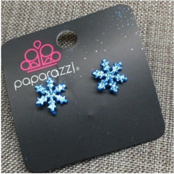 Snowflake Stud Pierced Earrings Sparkle Snow Turquoise Blue